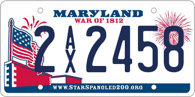 MD license plate 2AX2458