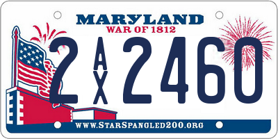 MD license plate 2AX2460