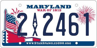 MD license plate 2AX2461