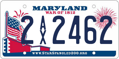 MD license plate 2AX2462