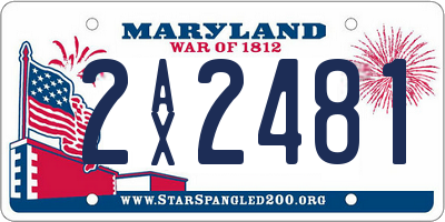 MD license plate 2AX2481