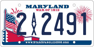 MD license plate 2AX2491