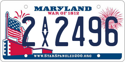 MD license plate 2AX2496