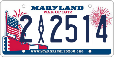 MD license plate 2AX2514