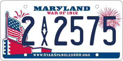 MD license plate 2AX2575