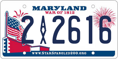 MD license plate 2AX2616