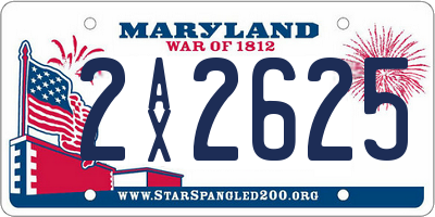 MD license plate 2AX2625