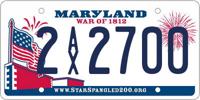 MD license plate 2AX2700