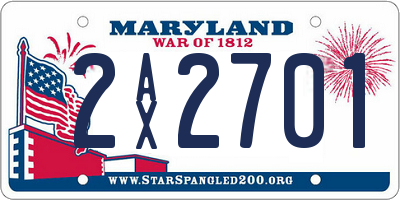 MD license plate 2AX2701