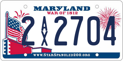 MD license plate 2AX2704