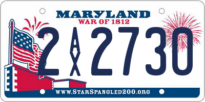 MD license plate 2AX2730