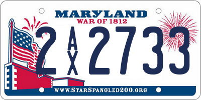 MD license plate 2AX2733
