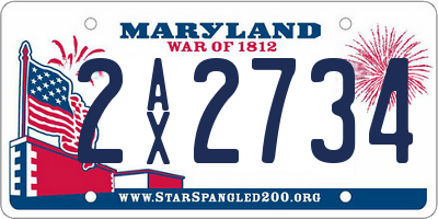 MD license plate 2AX2734