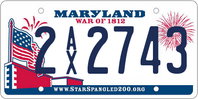 MD license plate 2AX2743