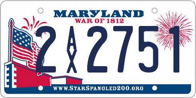 MD license plate 2AX2751