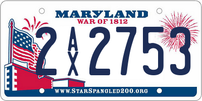 MD license plate 2AX2753