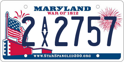 MD license plate 2AX2757