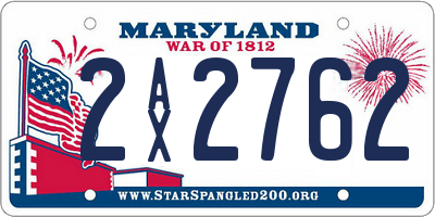 MD license plate 2AX2762
