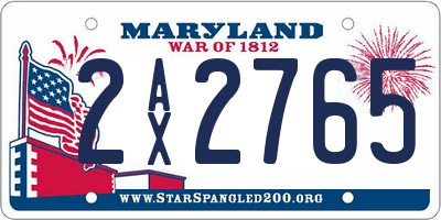 MD license plate 2AX2765
