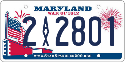 MD license plate 2AX2801
