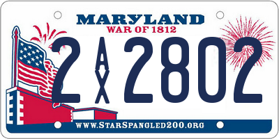 MD license plate 2AX2802