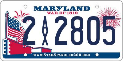 MD license plate 2AX2805