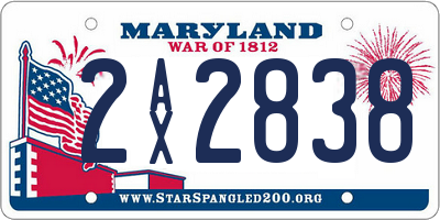 MD license plate 2AX2838