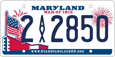 MD license plate 2AX2850