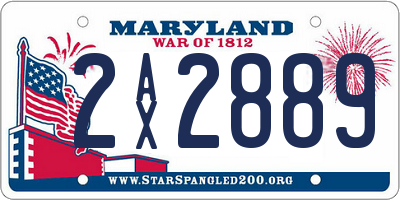 MD license plate 2AX2889