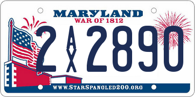 MD license plate 2AX2890