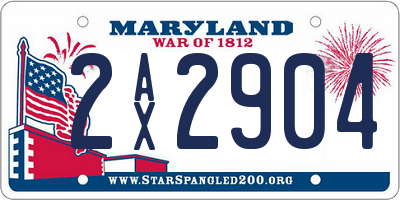 MD license plate 2AX2904