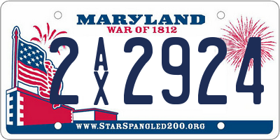 MD license plate 2AX2924