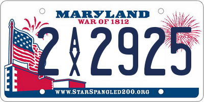 MD license plate 2AX2925