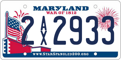 MD license plate 2AX2933