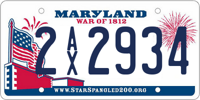 MD license plate 2AX2934