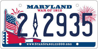 MD license plate 2AX2935