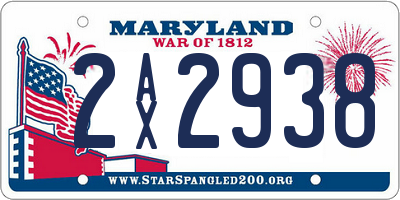 MD license plate 2AX2938