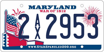 MD license plate 2AX2953