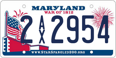 MD license plate 2AX2954
