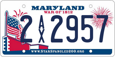 MD license plate 2AX2957