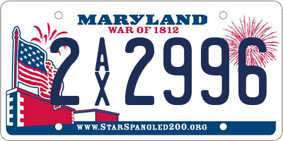 MD license plate 2AX2996