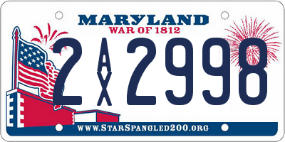 MD license plate 2AX2998