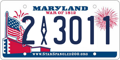 MD license plate 2AX3011