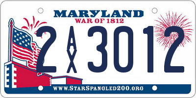 MD license plate 2AX3012