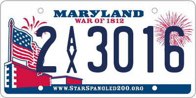 MD license plate 2AX3016