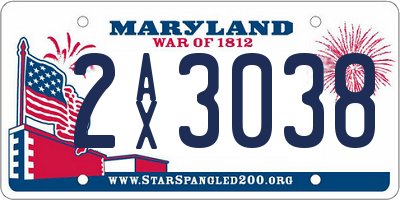 MD license plate 2AX3038