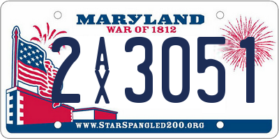 MD license plate 2AX3051