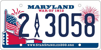 MD license plate 2AX3058