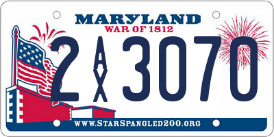 MD license plate 2AX3070