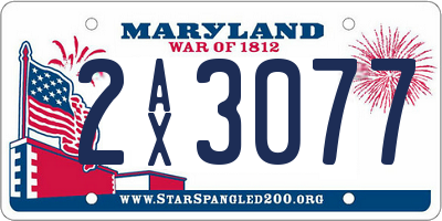 MD license plate 2AX3077